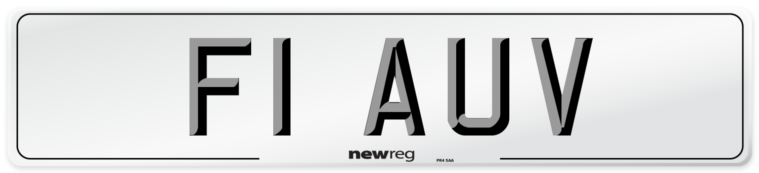 F1 AUV Number Plate from New Reg
